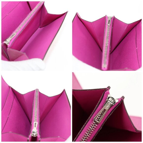 HERMES Constance Compact Wallet Leather Purple pink Auth 142362M - Picture 15 of 16